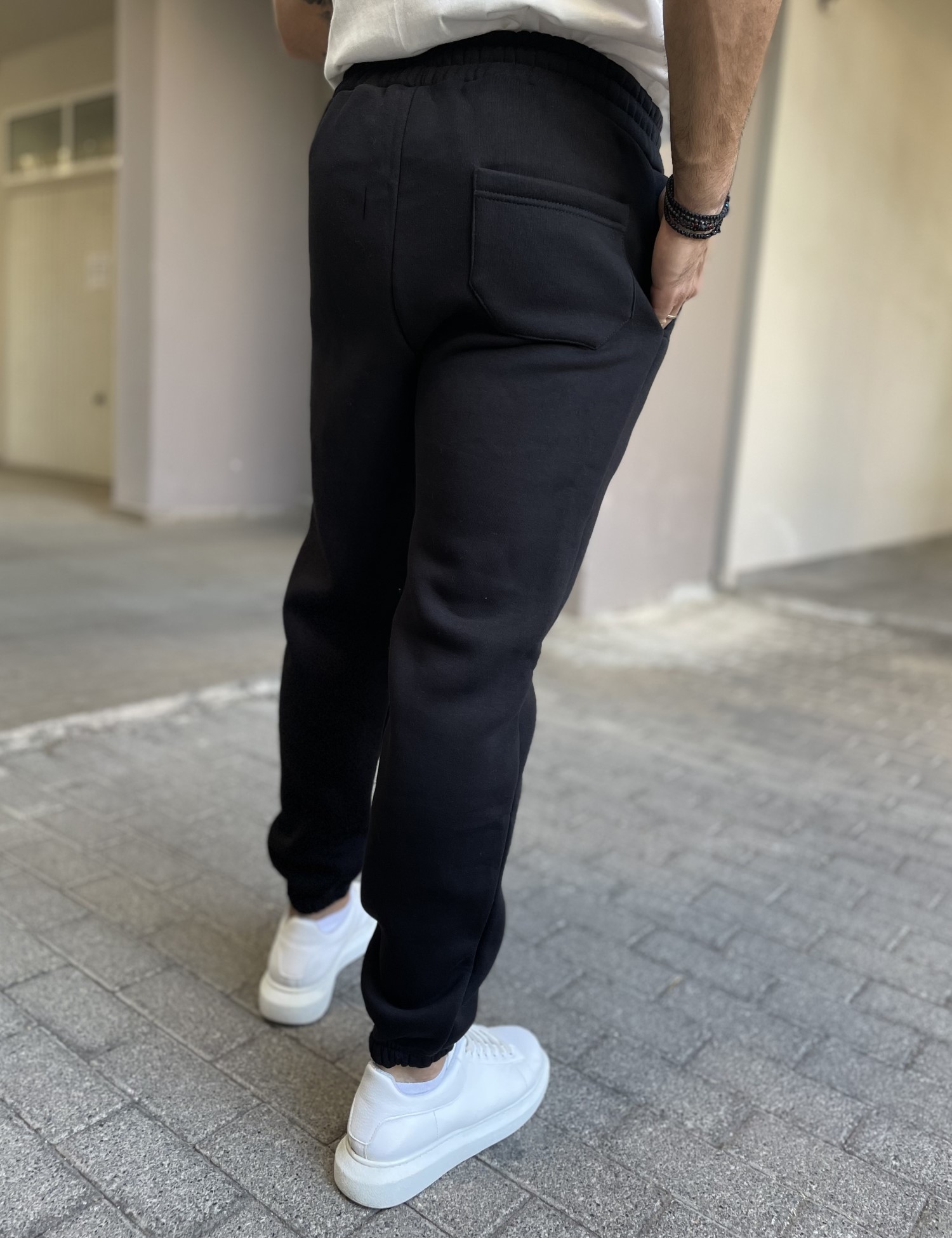 Ανδρικό μαύρο παντελόνι φόρμας με λάστιχο ES26001 φωτογραφία